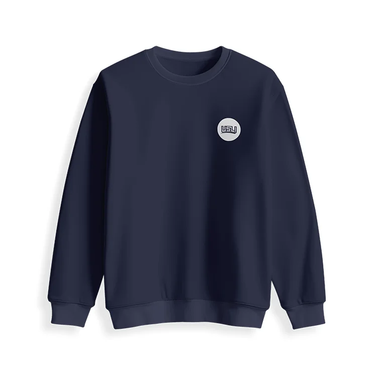 Monochrome Crewneck Pullover - Navy Shawl Collar Sweater