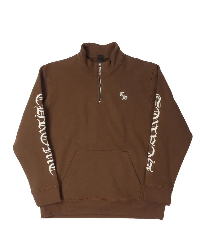 Embroidered CH Quarter Zip Sweatshirt Oversized Hoodie Comfort Casual