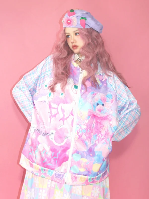 Y2k American Retro Bear Baseball Jacket【s0000003570】 Herringbone Jacket Houndstooth Jacket Plaid Jacket Y2k American Retro Bear Baseball Jacket【s0000003570】 Herringbone Jacket Houndstooth Jacket Plaid Jacket