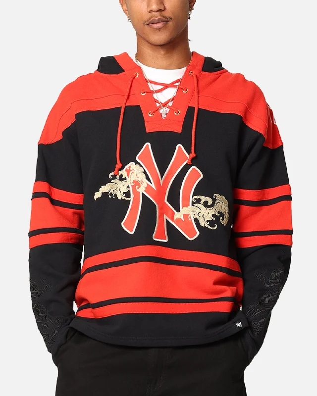 47 Brand New York Yankees 'Year Of The Dragon' Lacer Hoodie Jet Black Hoodie with Lining Warm Insulated