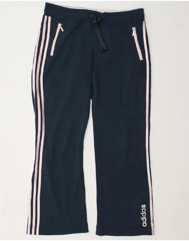 ADIDAS Womens Tracksuit Trousers UK 16 Large  Navy Blue Cotton Trousers Custom Made