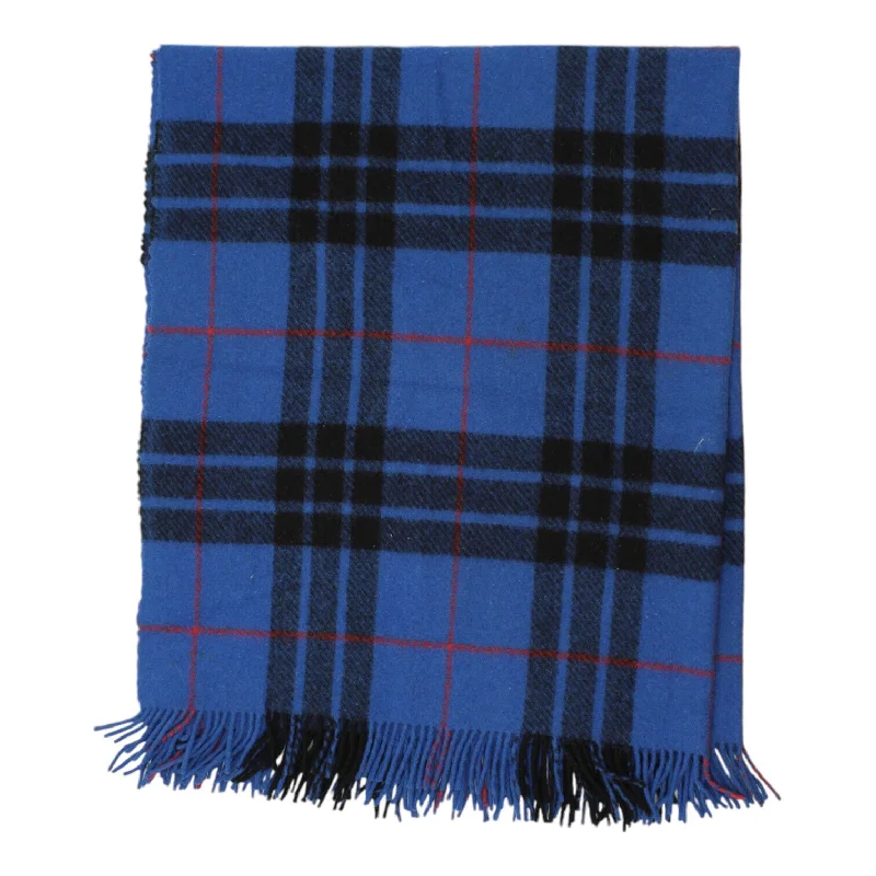 Foxford Womens Blue Wool Plaid Check Shawl | Vintage Luxury High End Scarf VTG Stylish Wool Shawl Wrap