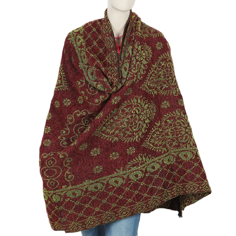 Women's Shawl - Maroon Cozy Fleece Shawl Cape