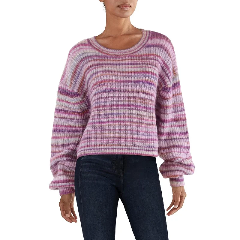 Womens Crewneck Ribbed Pullover Sweater Crew Neck Wool