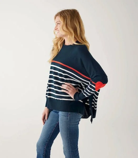 Navy with Scarlet and White Stripes