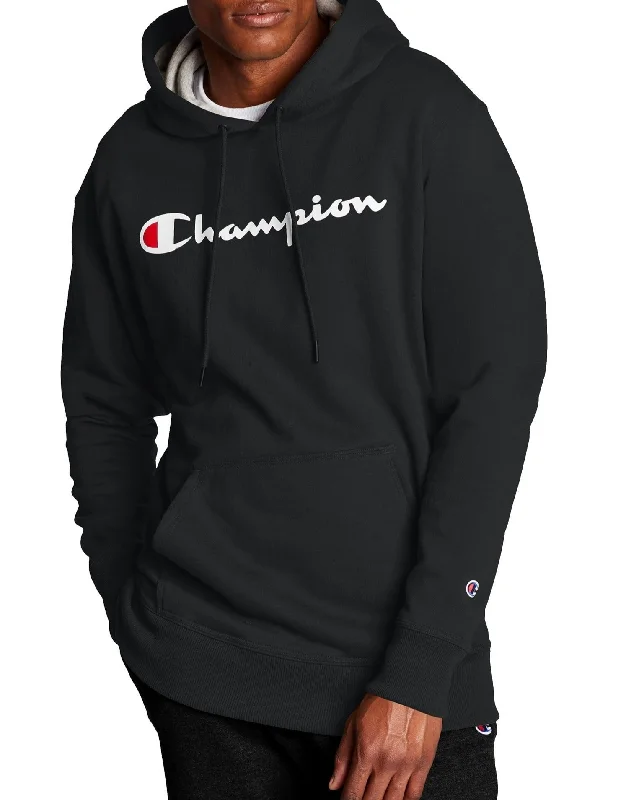 Champion Script Logo Powerblend® Pullover Hoodie Soft Wool Sweater