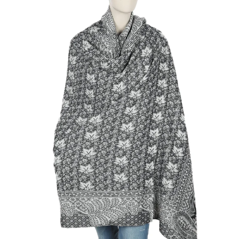 Women's Shawl - Black Cozy Woolen Shawl Scarf