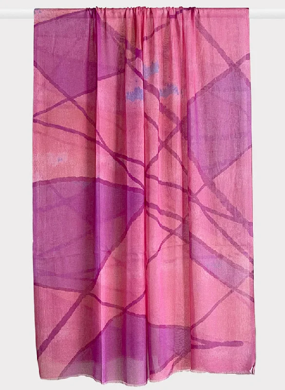 Pink Sky Printed Shawl Fashionable Shawl with Fringe