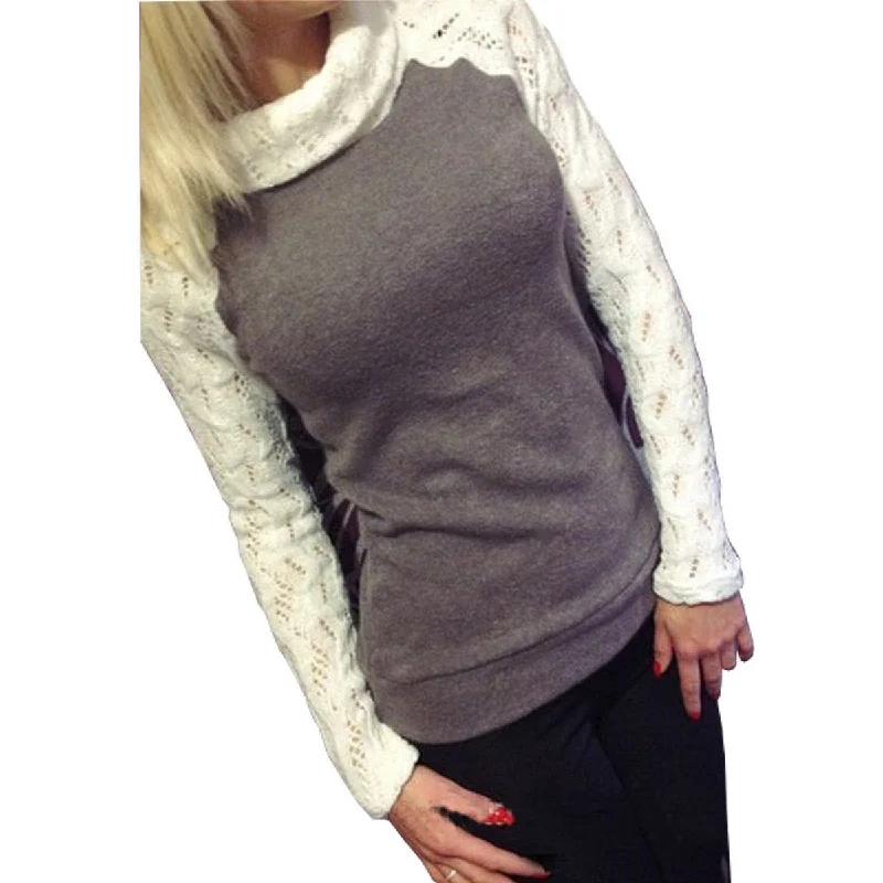 Women Fashion Sweater Pullover Turtleneck Patchwork Lace Long Sleeve Jumper Knitted Tops Pull Oversized Cozy Pullover Women Fashion Sweater Pullover Turtleneck Patchwork Lace Long Sleeve Jumper Knitted Tops Pull Oversized Cozy Pullover