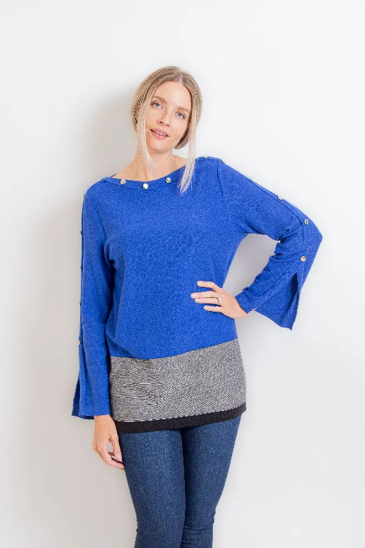 Royal Blue Studded Sweater Bright Pastel Dark