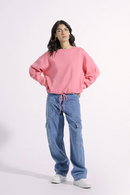 BAGGY DRAW STRING SWEATER (E0533/108/423) Handmade Hand-knitted Hand-woven