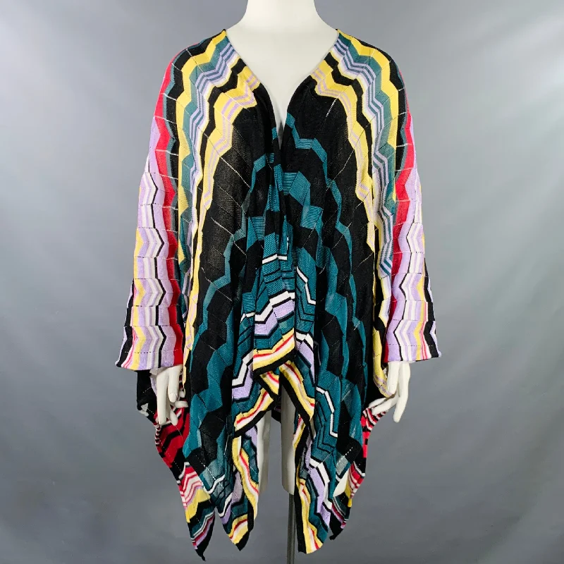 MISSONI One Size Multi Color Cotton Blend Zig Zag Shawl Casual Top Comfortable Shawl Scarf Wrap