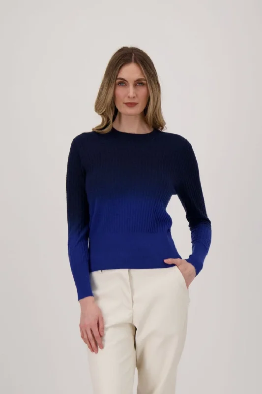 Royal Blue Waffle Sweater Tailored Straight A-Line