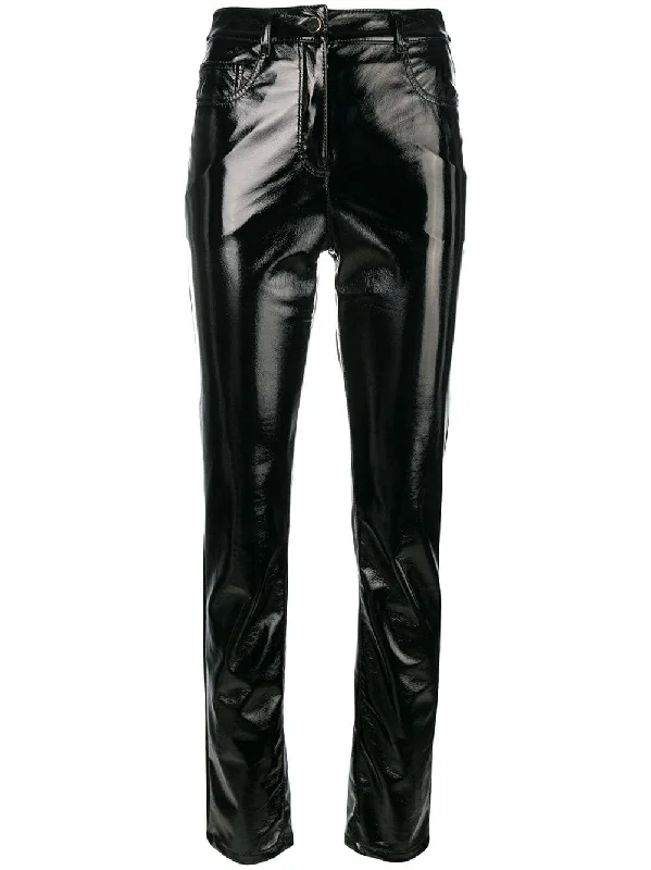 glossy biker trousers Trousers Culottes Wide Leg