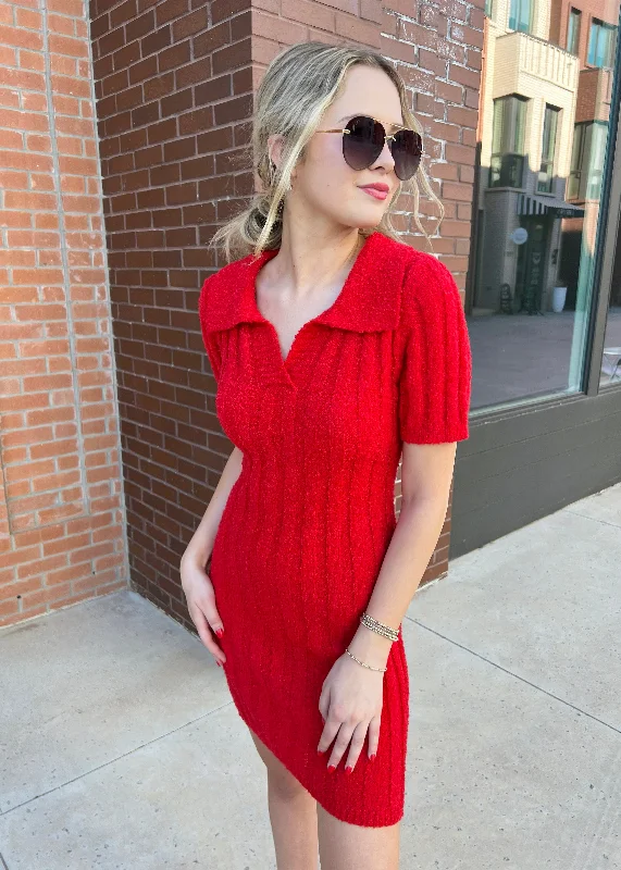 Just Feels Right Ribbed Mini Sweater Dress Welt Pockets Slit Pockets Flap Pockets