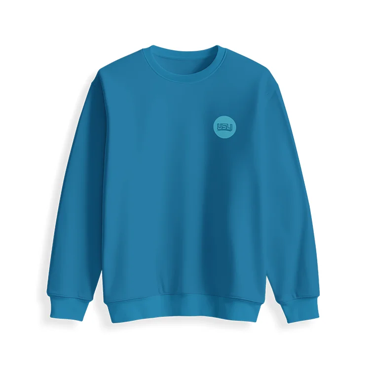 Monochrome Crewneck Pullover - Teal Ruffle Neck Pullover