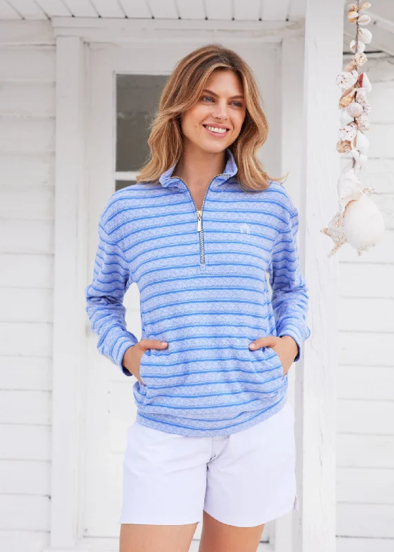 Blue Half Zip Pullover Fleece Warm Pullover