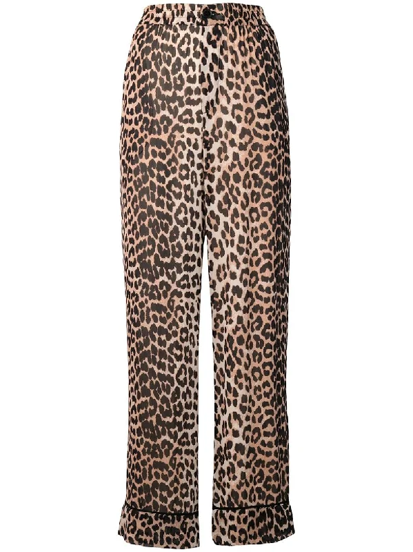 leopard print straight trousers Trousers Travel Practical