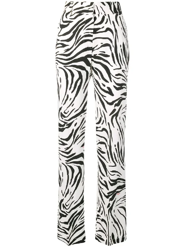 zebra print straight trousers Trousers cozy comfortable