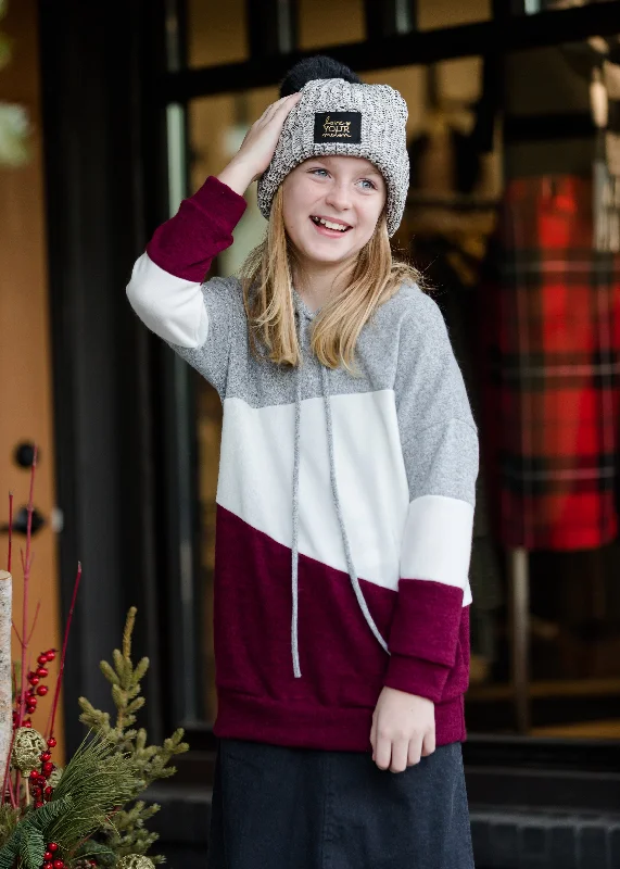 Colorblock Striped Hoodie - FINAL SALE Hoodie with Mock Neck Collared Structured