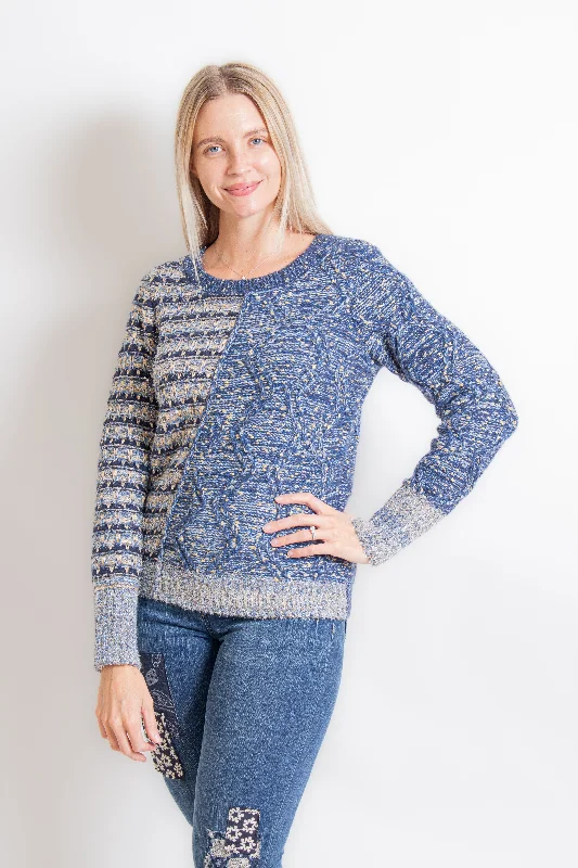 Blue Multi Sweater Anti-Pilling Anti-Shrink Durable