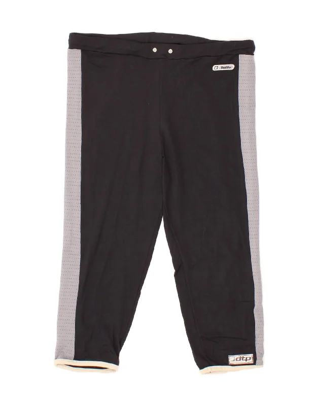 LOTTO Womens Capri Tracksuit Trousers Uk 12 Medium Black Colourblock Trousers Recommended Stylist