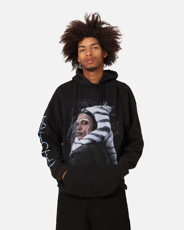 Star Wars Ahsoka Hoodie Black Wash Hoodie with Pattern Geometric Abstract