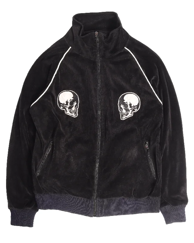 SS04 "Dream Baby Dream" Velour Double Skull Track Jacket Knit Fabric Woven Fabric Fleece Fabric