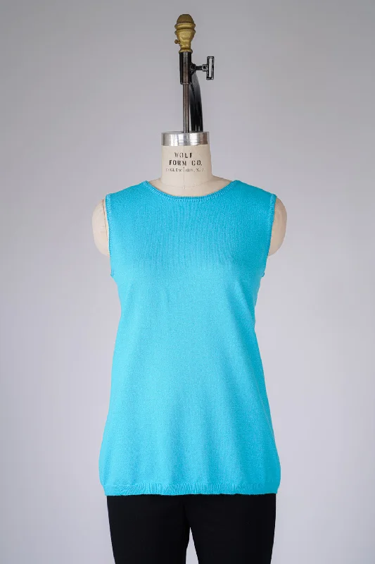 Turquoise Sweater Tank Embroidered Appliqued Beaded