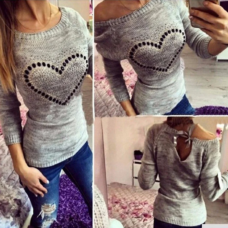 Fashion Women Knitted Sweater Longsleeve Heart Print Elastic Love Pattern Thin Casual Knitting Girl Fall Pullover Sweater Turtleneck Warm Pullover Fashion Women Knitted Sweater Longsleeve Heart Print Elastic Love Pattern Thin Casual Knitting Girl Fall Pullover Sweater Turtleneck Warm Pullover