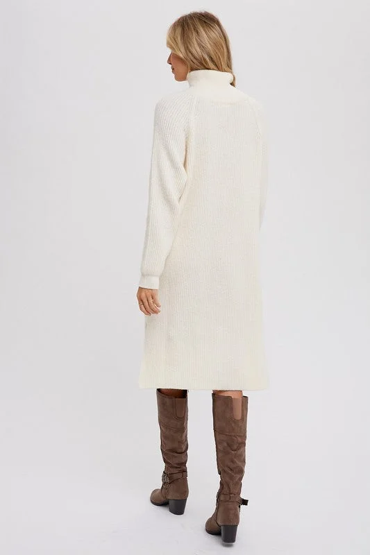 Quarter Zip Sweater Dress Oversized Loose Flowy