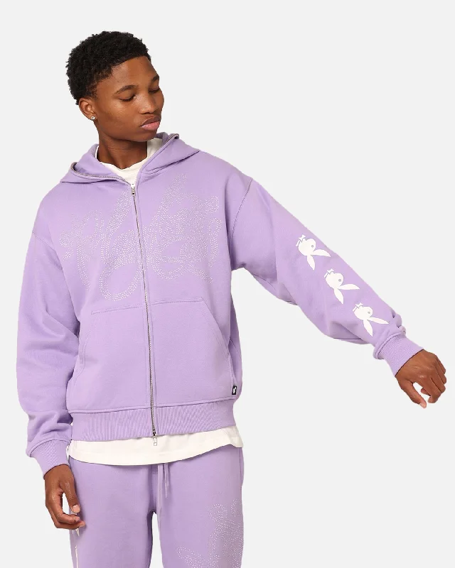 Playboy By Culture Kings Shyne Full Zip Hoodie Purple Hoodie with Fur Luxurious Winter
