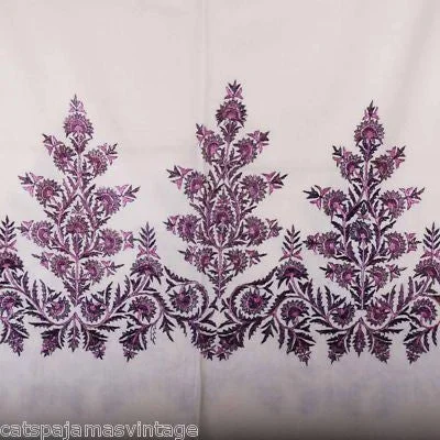 Antique Hand Embroidered Purple & White Paisley Shawl 1860S Stylish Chunky Wool Shawl