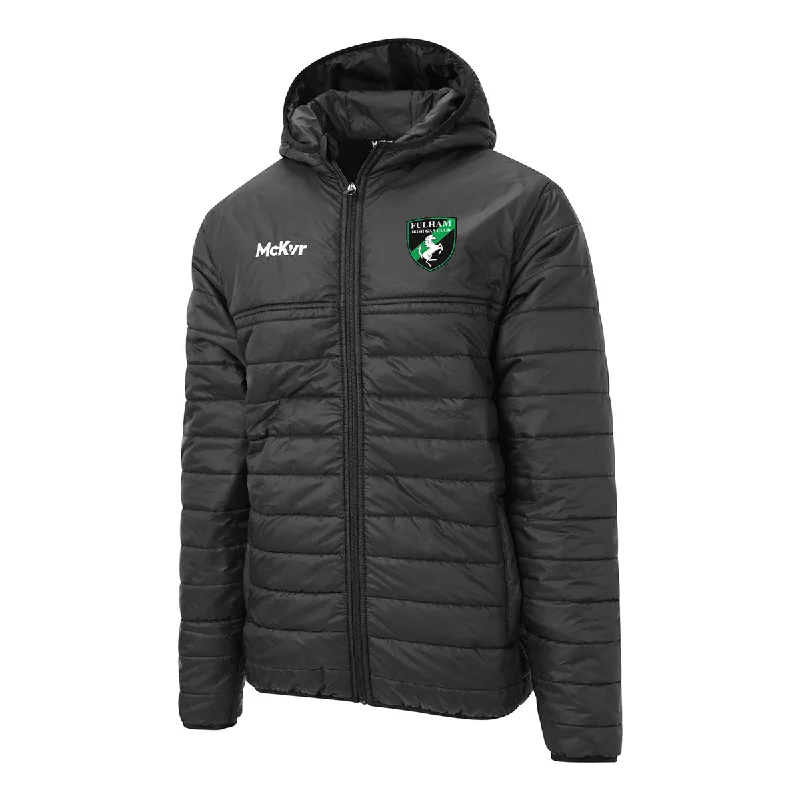 Mc Keever Fulham Irish GAA Core 22 Puffa Jacket - Adult - Black Tailored Jacket Straight Jacket A-Line Jacket