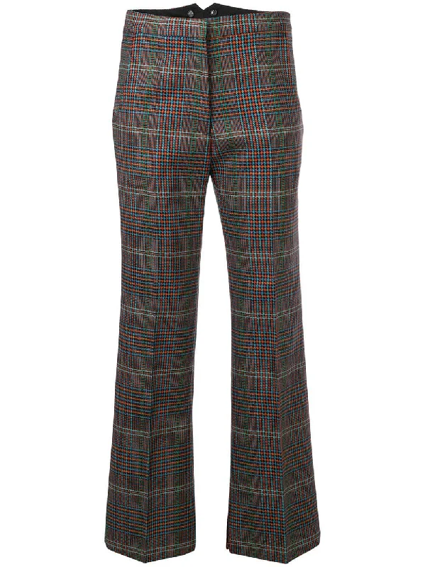 flared cropped check trousers Trousers Solid Black