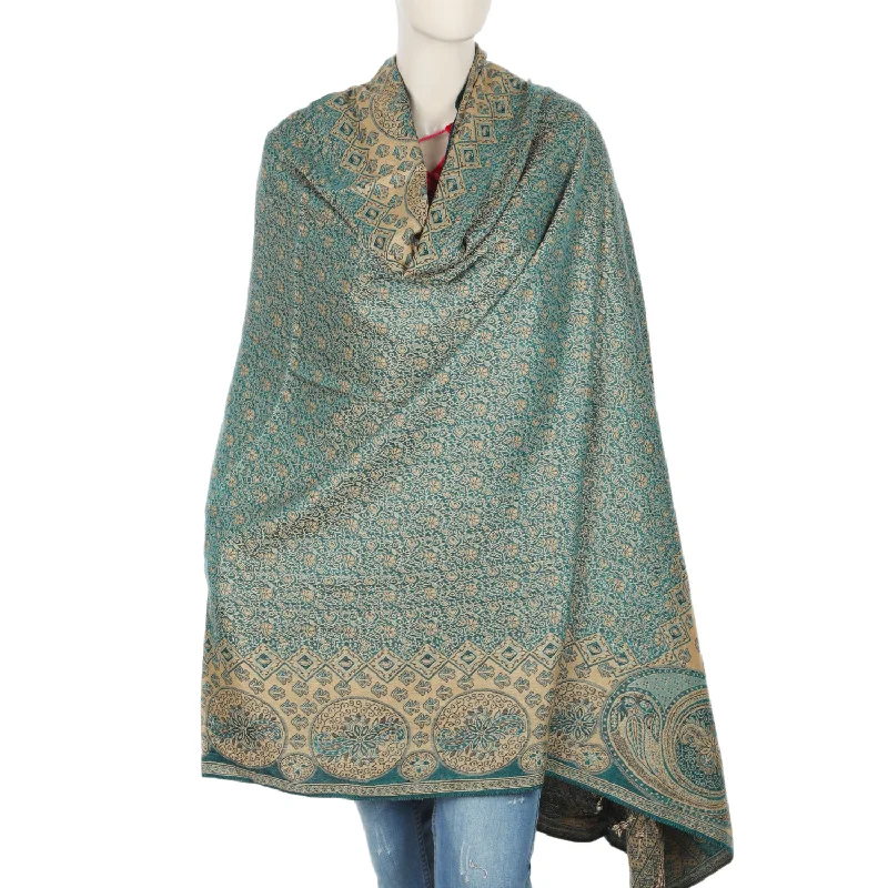 Women's Shawl - Dark Green Cozy Plaid Wool Shawl