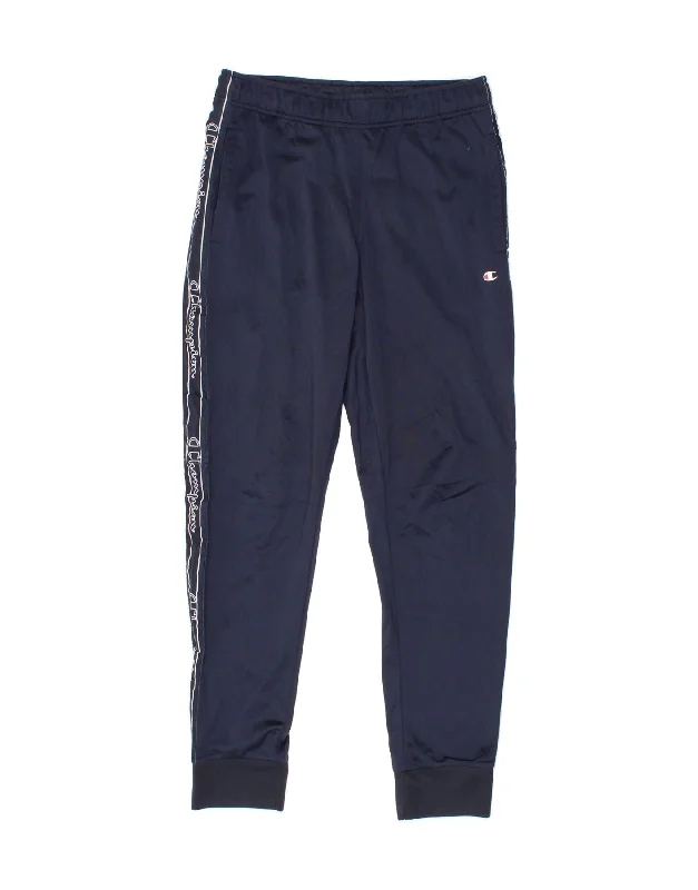 CHAMPION Womens Graphic Tracksuit Trousers Joggers UK 10 Small  Navy Blue Trousers Silk Elegant