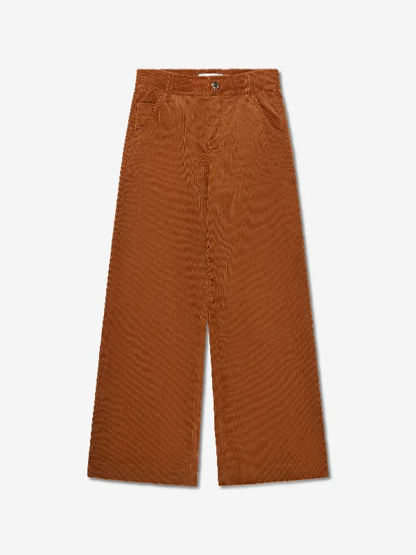 Chloé Girls Corduroy Trousers in Brown Trousers Gym Athletic