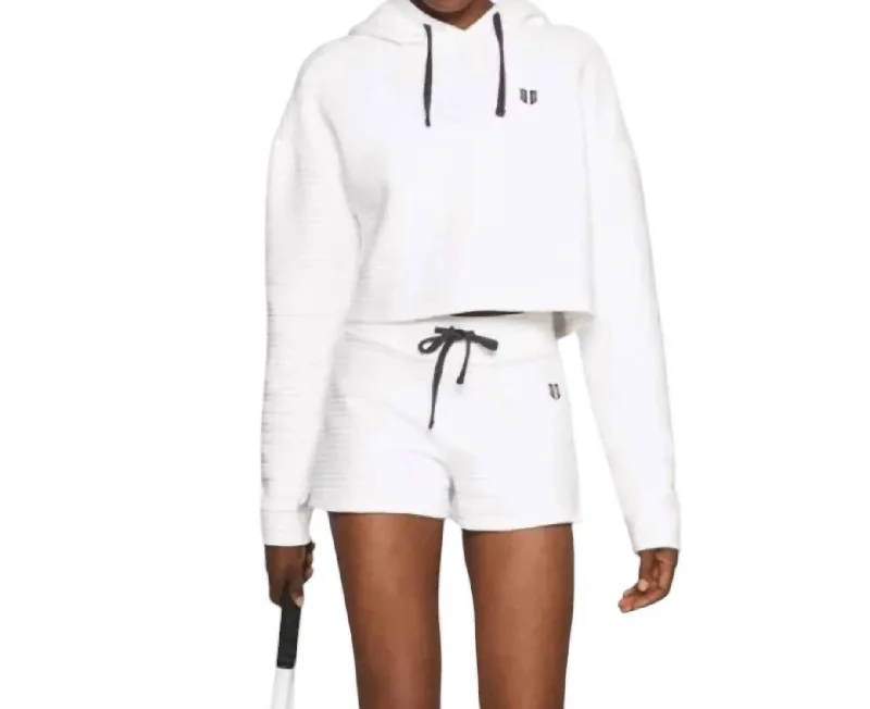 Speedwalk Pullover Hoodie In White Asymmetrical Neck Pullover