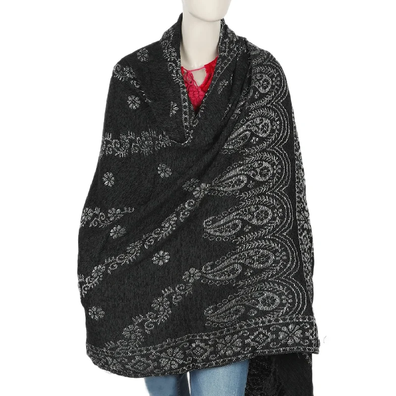 Women's Shawl - Black Stylish Oversized Wool Shawl