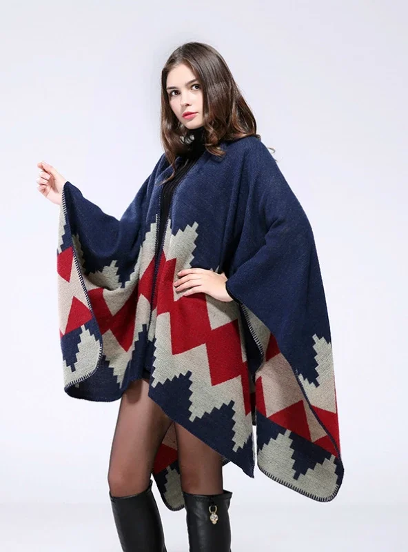 THICKENED AND LENGTHENED CAPE SHAWL SCARF Trendy Chunky Knit Shawl