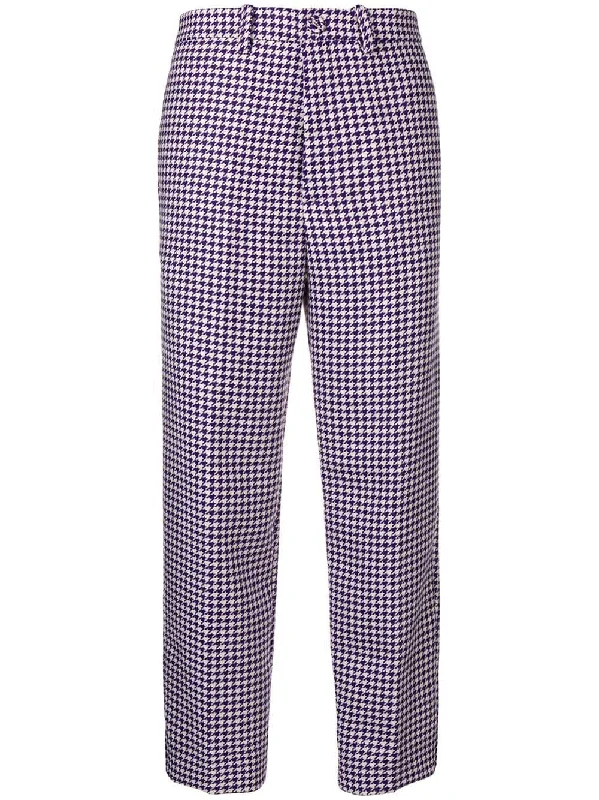 houndstooth cropped trousers Trousers Winter Warm