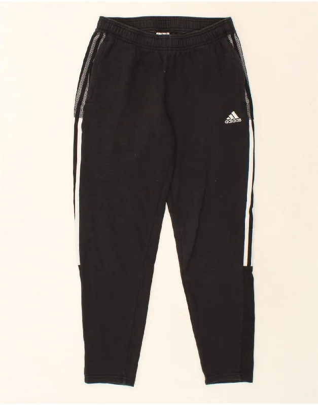 ADIDAS Womens Tracksuit Trousers UK 8/10 Small  Black Cotton Trousers sophisticated sleek