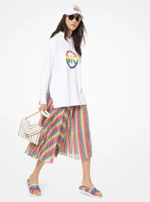 Rainbow Logo Hooded Pullover Cap Sleeve Casual