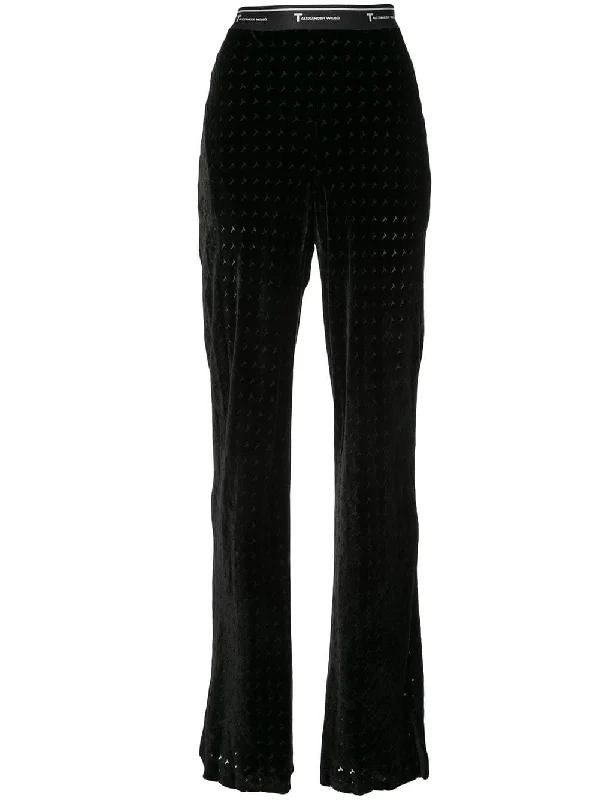 monogram print flared trousers Trousers Winter Warm