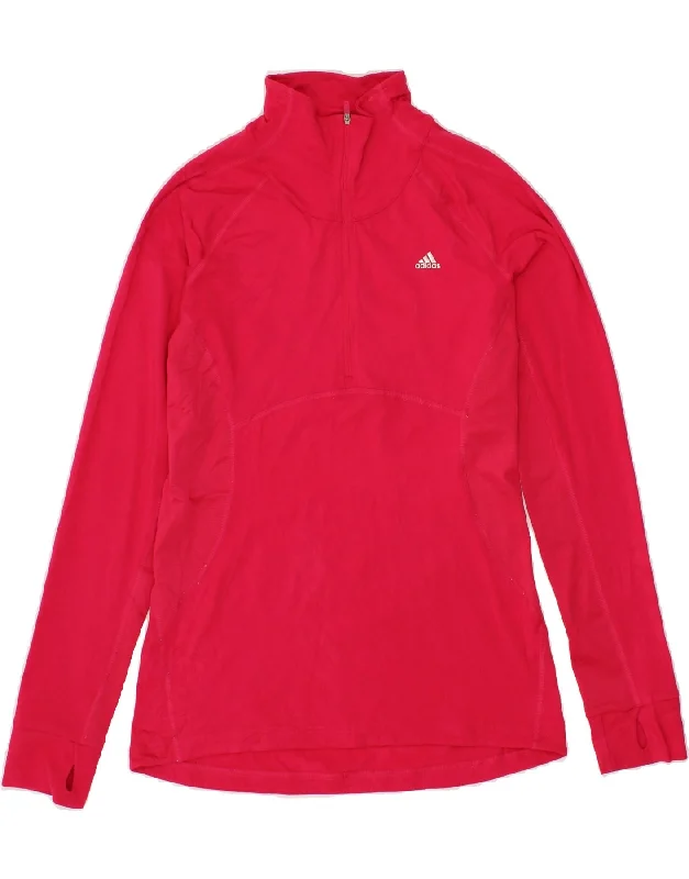 ADIDAS Womens Climalite Pullover Tracksuit Top UK 14 Medium Pink Polyester Box Sleeve Comfort