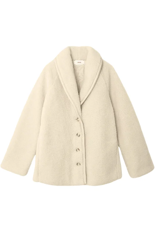 Martine Jacket | Cream Notch Collar Peter Pan Collar Cowl Neck