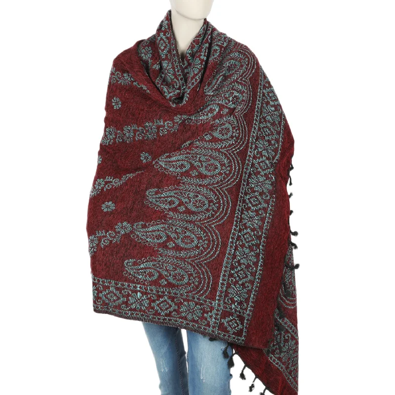 Women's Shawl - Maroon Soft Cotton Shawl Poncho