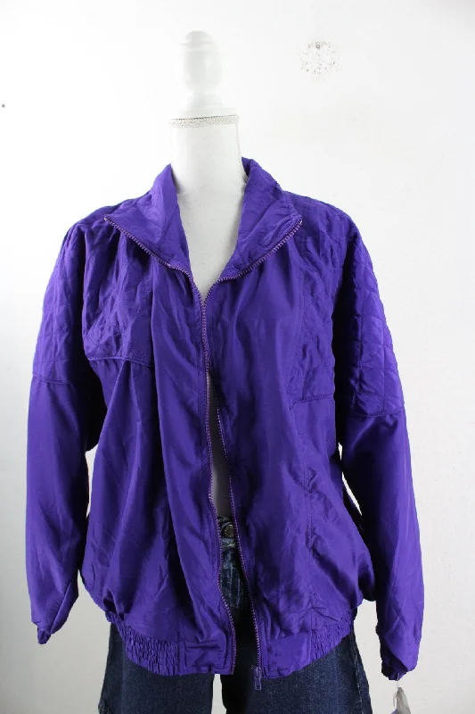 Vintage Purple Jacket (M) Print Jacket Jacquard Jacket Patchwork Jacket