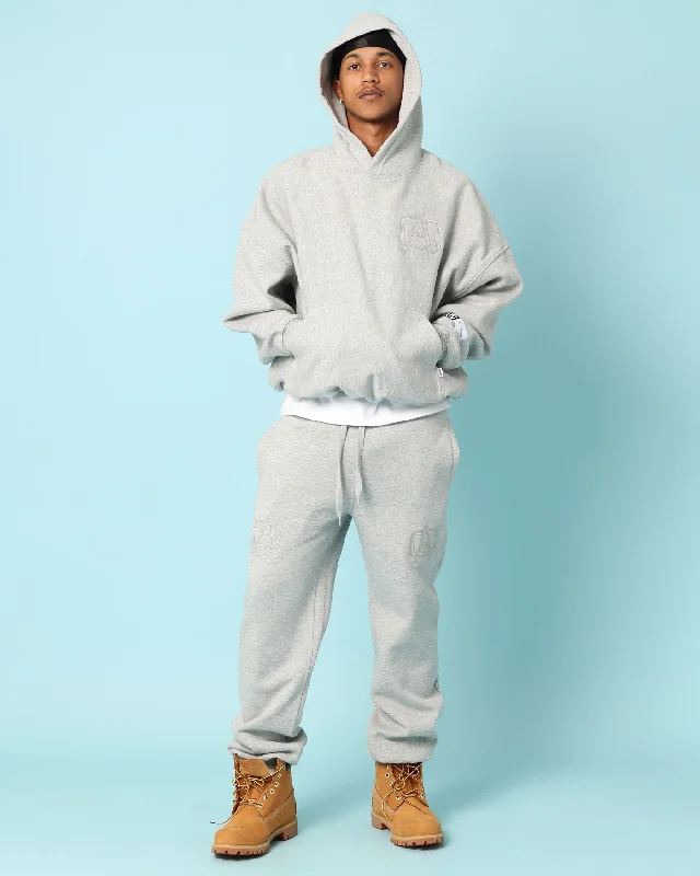 Carré Academy Oversized Hoodie Grey Marle Hoodie with Front Slit Layering Stylish